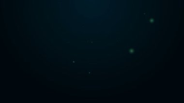 Siyah zemin üzerinde parlayan neon hattı iğne ve iğne ikonu izole edildi. El yapımı ve dikiş teması. 4K Video hareketli grafik canlandırması