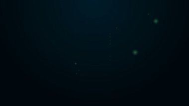 Parlayan neon çizgisi, siyah arkaplanda izole edilmiş makara simgesine iplik dikmek. İplik makarası. İplik kutusu. 4K Video hareketli grafik canlandırması