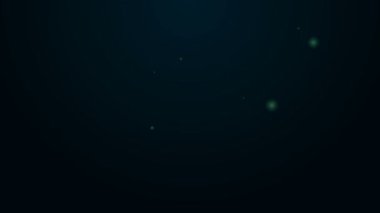 Siyah arkaplanda izole edilmiş iplik simgesi dikmek için parlayan neon hattı iğnesi. Terzi sembolü. Tekstil el sanatları tabelasını diker. Nakış aletleri. 4K Video hareketli grafik canlandırması