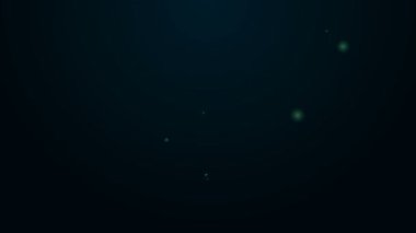 Parlayan neon hattı konumlandırma terzisi simgesi siyah arkaplanda izole edildi. 4K Video hareketli grafik canlandırması
