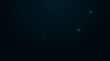 Parlayan neon hattı arama konumu simgesi siyah arkaplanda izole edildi. İşaretli büyüteç. 4K Video hareketli grafik canlandırması