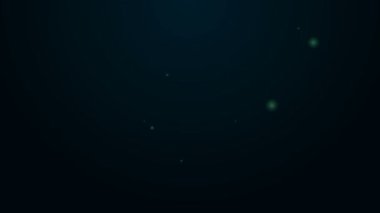 Parlayan neon çizgi haritası simgesi siyah arkaplanda izole edildi. Navigasyon, işaret, konum, harita, GPS, yön, yer, pusula, arama konsepti. 4K Video hareketli grafik canlandırması