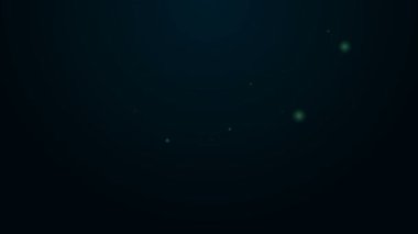 Parlayan neon hattı sinema kamerası simgesi siyah arkaplanda izole edildi. Video kamera. Film tabelası. Film projektörü. 4K Video hareketli grafik canlandırması