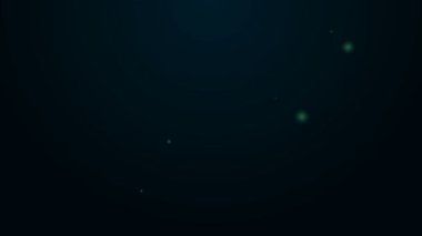 Parlayan neon hattı mikrofon simgesi siyah arkaplanda izole edildi. Radyodaki mikrofondan. Sözcü işareti. 4K Video hareketli grafik canlandırması