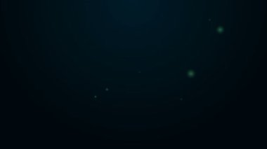 Parlayan neon hattı çevrimiçi video simgesi siyah arkaplanda izole edildi. Dizüstü bilgisayar ve oyun işaretli film şeridi. 4K Video hareketli grafik canlandırması