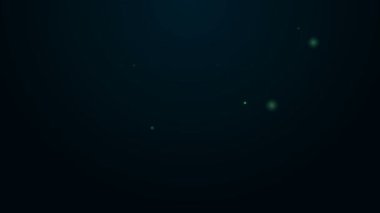 Parlayan neon hattı çevrimiçi video simgesi siyah arkaplanda izole edildi. Oyun işaretli film şeridi. 4K Video hareketli grafik canlandırması