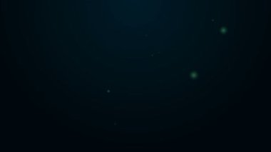 Parlayan neon hattı mikrofon simgesi siyah arkaplanda izole edildi. Radyodaki mikrofondan. Sözcü işareti. 4K Video hareketli grafik canlandırması