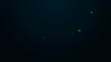 Parlayan neon hattı çevrimiçi video simgesi siyah arkaplanda izole edildi. Akıllı telefon ve üzerinde oyun işareti olan film şeridi. 4K Video hareketli grafik canlandırması