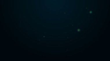 Parlayan neon hattı sinema koltuğu simgesi siyah arkaplanda izole edildi. 4K Video hareketli grafik canlandırması