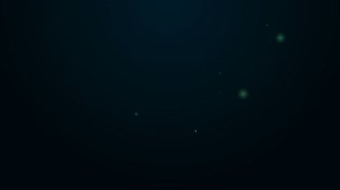 Parlayan neon hattı film alkışlayıcı simgesi siyah arkaplanda izole edildi. Film alkışlama tahtası. Alkış tahtası işareti. Sinema yapımı ya da medya endüstrisi. 4K Video hareketli grafik canlandırması