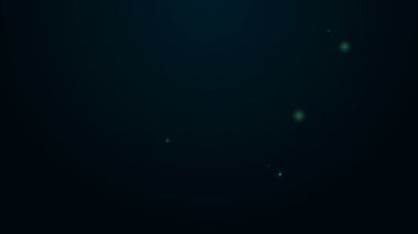 Parlayan neon hattı çevrimiçi video simgesi siyah arkaplanda izole edildi. Oyun işaretli film şeridi. 4K Video hareketli grafik canlandırması