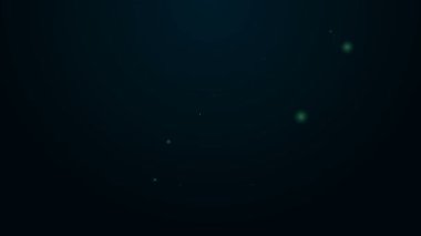 Parlayan neon hattı siyah arkaplanda güvenli simge. Kapı, şifreli bir banka kasası. Güvenilir Veri Koruma. 4K Video hareketli grafik canlandırması