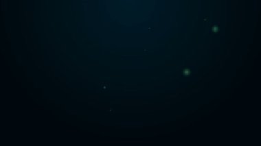 Parlayan neon hattı. Eski para çantası simgesi siyah arka planda izole edilmiş. Nakit bankacılık tabelası. 4K Video hareketli grafik canlandırması