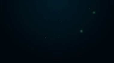 Parlayan neon hattı alev ikonu siyah arkaplanda izole edildi. Sembol ateşi sıcak, alev gücü, alev ve ısı. 4K Video hareketli grafik canlandırması