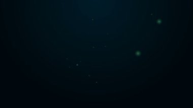 Parlayan neon çizgisi parmak izi simgesi siyah arkaplanda izole edildi. Kimlik uygulaması simgesi. Kimlik işareti. Kimliğe dokun. 4K Video hareketli grafik canlandırması