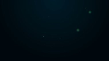 Parlayan neon hattı siber güvenlik simgesi siyah arkaplanda izole edildi. Dijital devre kartında kapalı asma kilit. Güvenlik kavramı. Dijital veri koruması. 4K Video hareketli grafik canlandırması