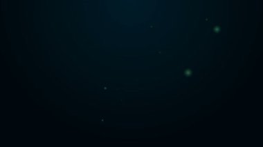 Siyah arka planda izole edilmiş köpek ikonu için parlayan neon hattı yiyecek torbası. Köpek ya da kedi pençesi izi. Hayvanlar için yiyecek. Hayvan maması paketi. 4K Video hareketli grafik canlandırması