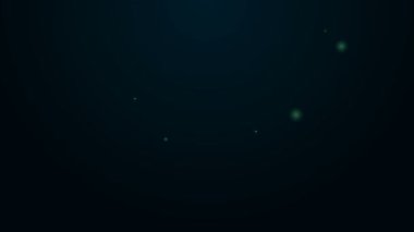 Parlayan neon hattı köpek hapı ikonu siyah arka planda izole edildi. Hayvan için reçeteli ilaç. 4K Video hareketli grafik canlandırması