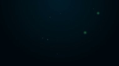 Parlayan neon hattı Evcil Oyuncaklar, siyah arka planda izole edilmiş kemik kauçuğu ve top ikonu. 4K Video hareketli grafik canlandırması