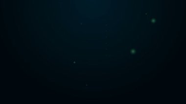 Parlayan neon hattı siyah arka planda izole edilmiş evcil hayvan şişesi tıbbi ikonu. Hayvan için reçeteli ilaç. 4K Video hareketli grafik canlandırması