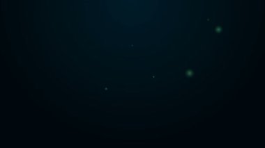 Siyah arka planda izole edilmiş kedi ya da köpek ikonu için parlayan neon hattı evcil hayvan yemek kasesi. Köpek ya da kedi pençesi izi. 4K Video hareketli grafik canlandırması