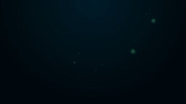 Parlak neon hattı insan kafası ve siyah arka planda izole lamba ikonu. 4K Video hareketli grafik canlandırması