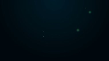 Siyah zemin üzerinde yağmur ikonu olan parlak neon çizgisi. Yağmur damlaları ile yağmur bulutu yağışı. 4K Video hareketli grafik canlandırması