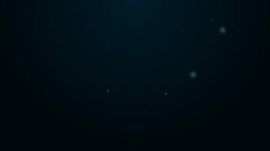 Parlak neon hattı geleneksel İngiliz kahvaltısı, siyah arka planda izole edilmiş sosis ikonlu sahanda yumurta. 4K Video hareketli grafik canlandırması