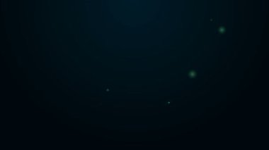 Parlayan neon hattı çift katlı otobüs simgesi siyah arkaplanda izole edildi. Londra klasik yolcu otobüsü. Toplu taşıma sembolü. 4K Video hareketli grafik canlandırması