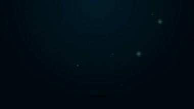 Siyah arka planda izole edilmiş çay poşeti ikonu olan parlak neon çizgili bir fincan çay. 4K Video hareketli grafik canlandırması