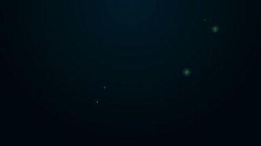 Parlayan neon hattı denizaltı simgesi siyah arkaplanda izole edildi. Askeri gemi. 4K Video hareketli grafik canlandırması