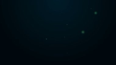 Parlayan neon hattı tren ve demiryolu ikonu siyah arka planda izole edildi. Toplu taşıma sembolü. Metro treni nakliyesi. Metro yeraltı. 4K Video hareketli grafik canlandırması