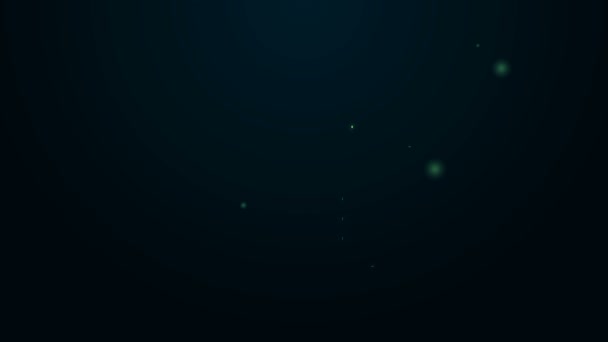 Иконка светящейся неоновой линии принтера выделена на черном фоне. Видеографическая анимация 4K — стоковое видео