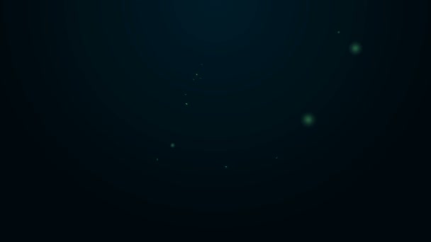 Светящийся неоновая линия Рыба и чипсы значок изолирован на черном фоне. Видеографическая анимация 4K — стоковое видео
