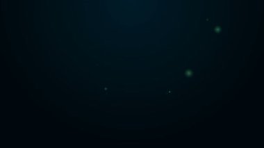 Parlayan neon hattı otobüs simgesi siyah arkaplanda izole edildi. Ulaşım konsepti. Otobüs turu tabelası. Turizm ya da kamu aracı sembolü. 4K Video hareketli grafik canlandırması