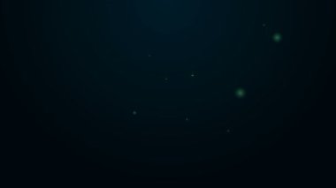 Parlayan neon hattı kargo gemisi simgesi siyah arkaplanda izole edildi. 4K Video hareketli grafik canlandırması