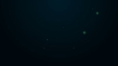 Siyah zemin üzerinde iki hoparlör simgesi olan parıldayan neon hattı ev teybi. Müzik sistemi. 4K Video hareketli grafik canlandırması