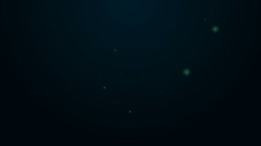 Siyah zemin üzerinde yıldız simgesi olan parlak neon çizgisi madalyası. Kazanan başarı işareti. Ödül madalyası. 4K Video hareketli grafik canlandırması