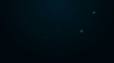 Parlayan neon hattı yangın musluğu simgesi siyah arkaplanda izole edildi. 4K Video hareketli grafik canlandırması