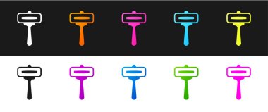 Tıraş makinesi simgesini siyah beyaz arkaplanda izole et. Vektör.