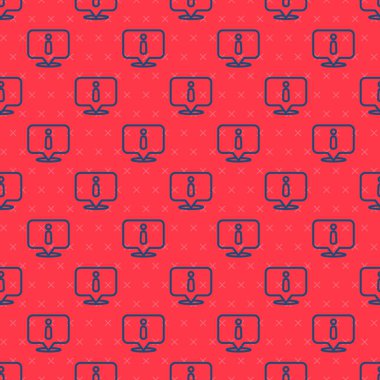 Kırmızı arkaplanda mavi çizgi bilgi simgesi izole edildi. Vektör İllüstrasyonu.