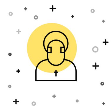 Siyah çizgi Monk simgesi beyaz arkaplanda izole edildi. Rastgele dinamik şekiller. Vektör.