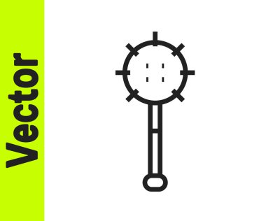 Siyah çizgi Ortaçağ zincirlenmiş top ikonu beyaz arka planda izole edilmiş. Ortaçağ silahı. Vektör.