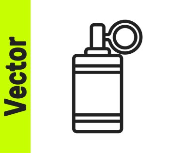 Siyah çizgili el bombası ikonu beyaz arka planda izole edildi. Bomba patlaması. Vektör.