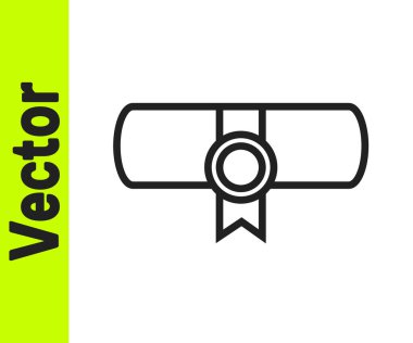 Siyah çizgi KHK, kağıt, parşömen, parşömen simgesi beyaz arkaplanda izole edilmiş. Vektör.