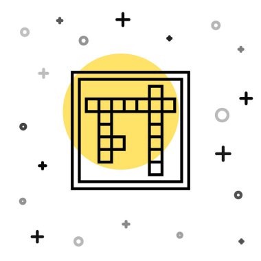 Siyah çizgi Bingo simgesi beyaz arkaplanda izole edildi. Amerikan tombala oyunu için piyango biletleri. Rastgele dinamik şekiller. Vektör.