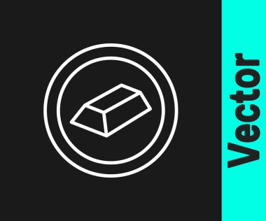 Beyaz çizgi altın çubukları simgesi siyah arkaplanda izole edildi. Bankacılık işi konsepti. Vektör.