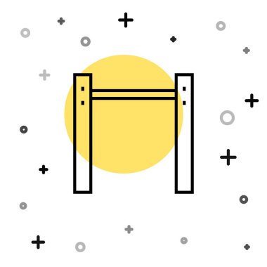 Siyah çizgi Spor Yatay Çubuk simgesi beyaz arkaplanda izole edildi. Rastgele dinamik şekiller. Vektör.