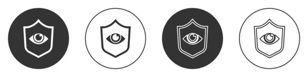 Escudo Negro Icono Del Ojo Aislado Sobre Fondo Blanco Seguridad — Vector de stock