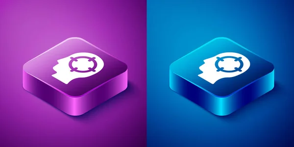 Isometric Head Hunting Icon Isolated Blue Purple Background Business Target — Stock Vector
